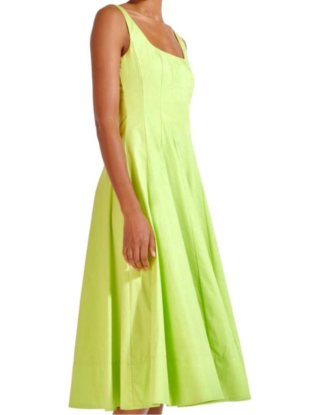 🌺🎉HP🎉🌺 NWT Staud Wells Midi Dress Lime - Picture 3 of 16